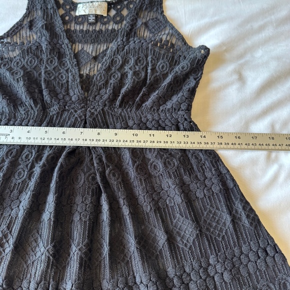 J Valdi Womens Babydoll Crochet Lace Tank Dress Black Medium Whimsigoth Layering - Picture 9 of 12